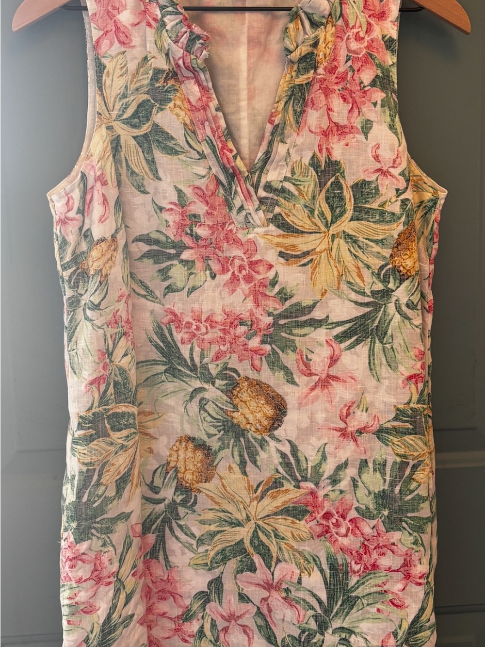 Tommy Bahama Sleeveless Tropical Pineapple Print Shift Dress - Pink & Green